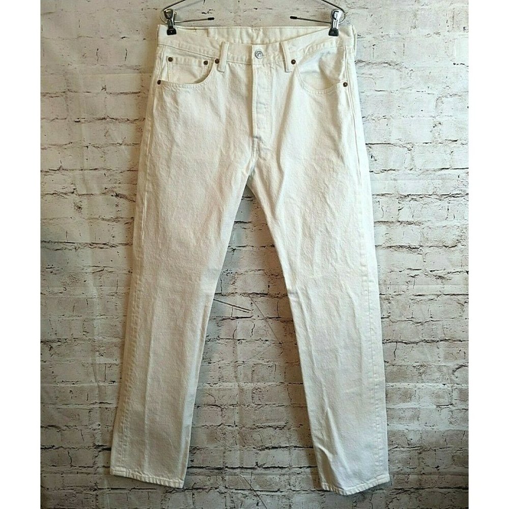Levis 501 32X32 Optic White Button Fly Jeans